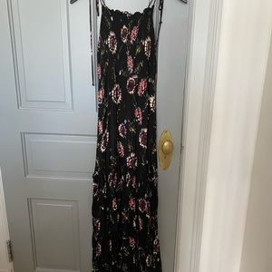 Free People Black and Pink Floral Maxi Sundress